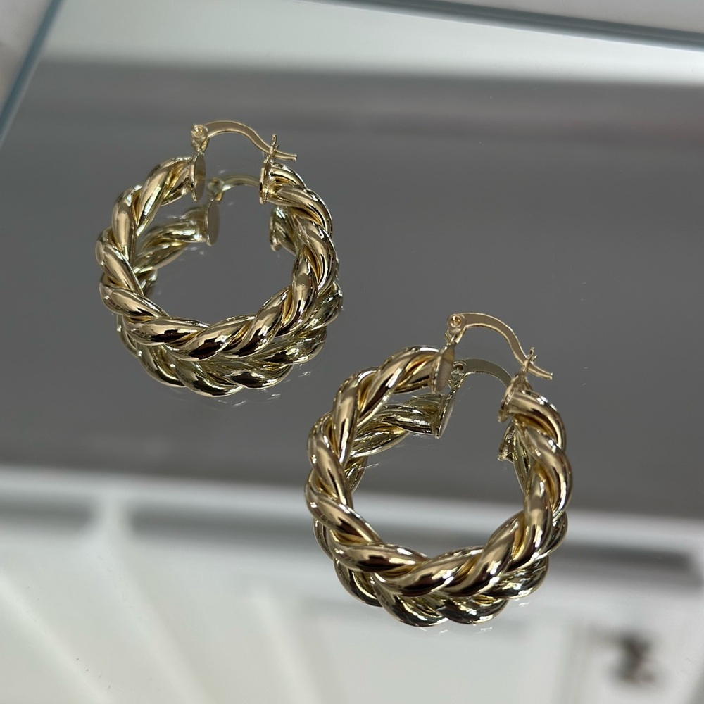Gold Plated Braided Hoop Earrings